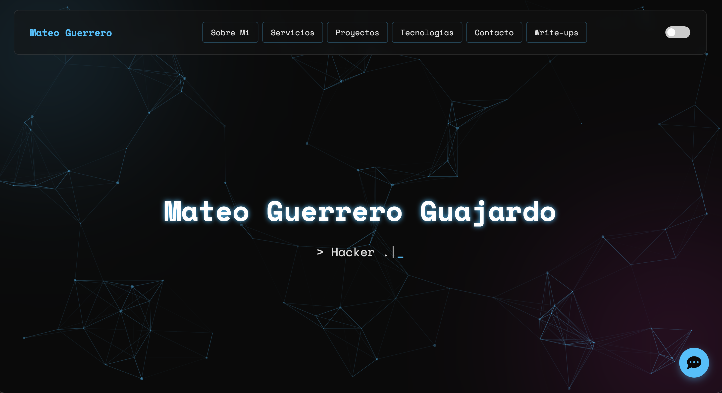 Captura de pantalla del webfolio personal de Mateo